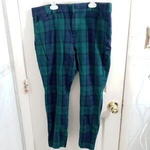 Old Navy Pixie Tartan Plaid High Rise Secret Slim Pockets Pants Size Petite 14